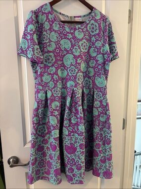 LuLaRoe Purple & Teal Floral Amelia Dress